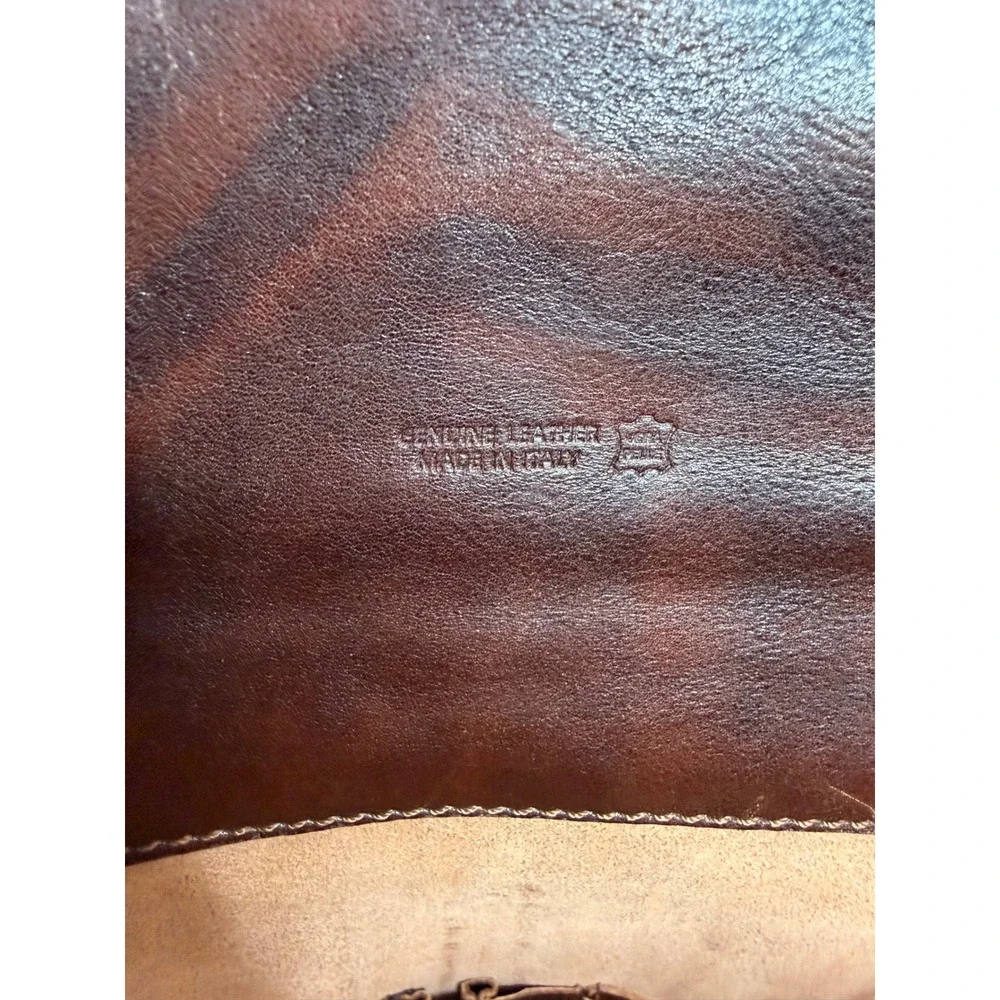 Vintage Dark Brown Pebble Leather Briefcase Messenger Bag w/Shoulder Strap ITALY